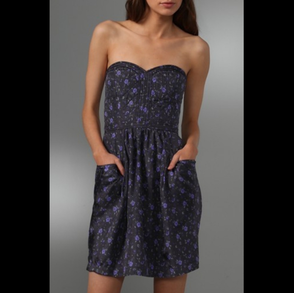 Silk • Rebecca Taylor Strapless Floral Min…